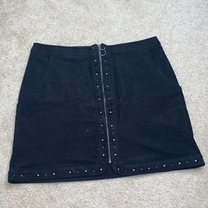 Suede zip up skirt